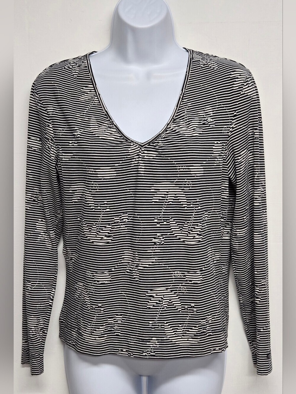 S. Oliver 11 Jr Top Pullover V Neck Lomg Sleeve Striped Stretch